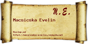 Macsicska Evelin névjegykártya